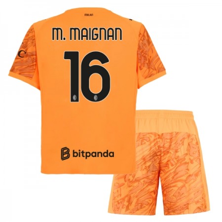 Koszulka AC Milan M. Maignan 16 Bramkarska Dziecięcy 2025-26 Pomarańczowy Koszulki Piłkarskie Krótki Rękaw